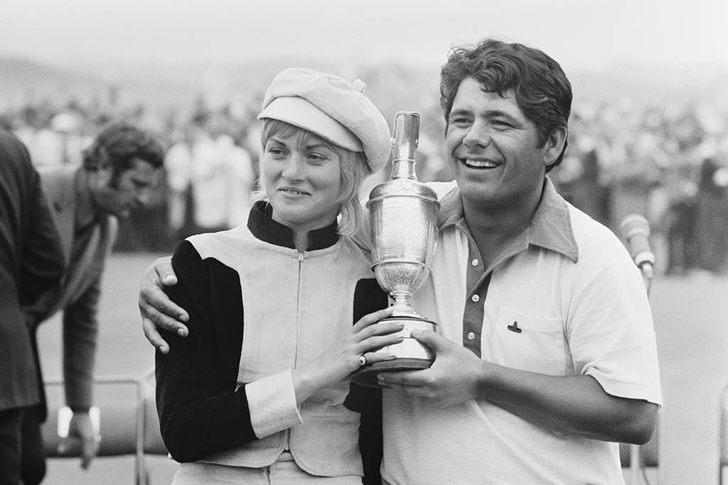 Lee Trevino and his wife celebrate his Open victory in 1971